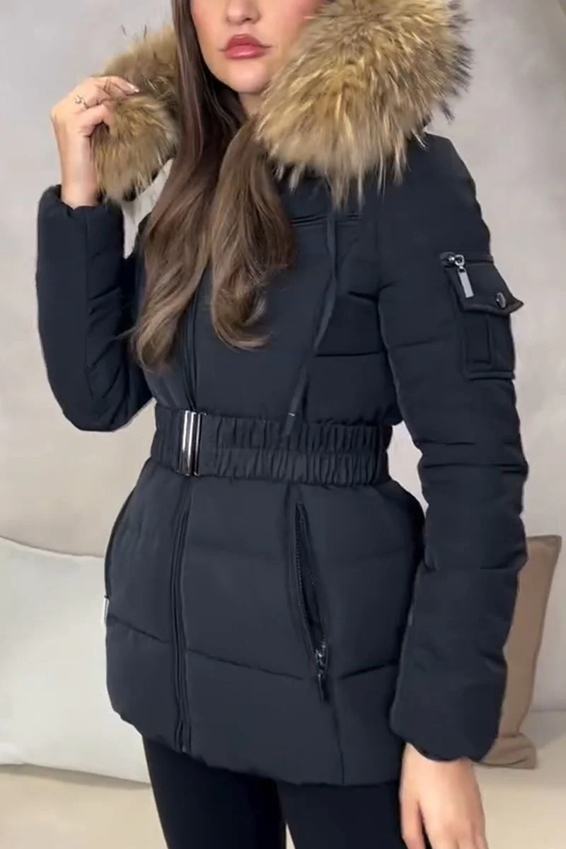 Casual Solid Color Hooded Jacket